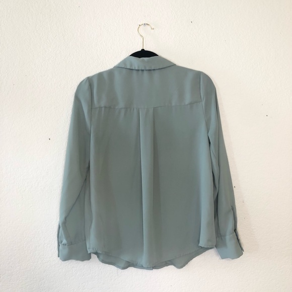 Who What Wear Mint Green Button Down - Picture 4 of 5